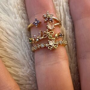 NEW SET OF 3 Pretty Bird Jewelry Adjustable Rings